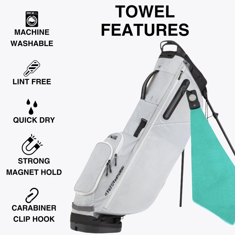 Playing It Forward Magnetic Golf Towels for Golf Bags with Clip & Ultra Strong Magnet - Waffle Weave Microfiber Towel for Secure Hold on Bags & Carts - Ideal Club Cleaner & Accessories - Aqua - Image 2